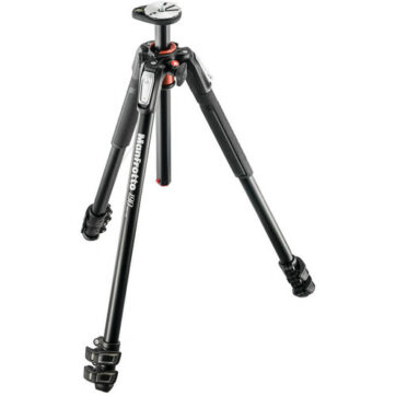 Manfrotto MT190XPRO3 Tripod 190 Series Black Alum. 59-160cm 7kg Payload Easy Link QPL Locks and 90 Deg column